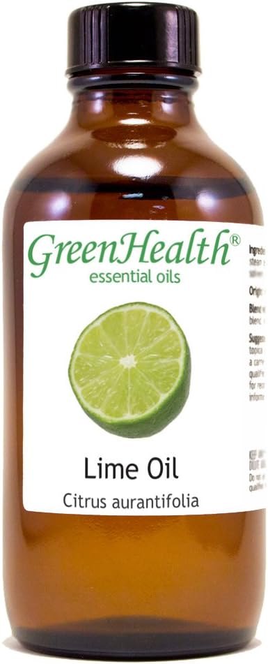 GreenHealth Lime - 4 fl oz (118 ml) Glass Bottle with Cap - 100% Pure Essential Oil