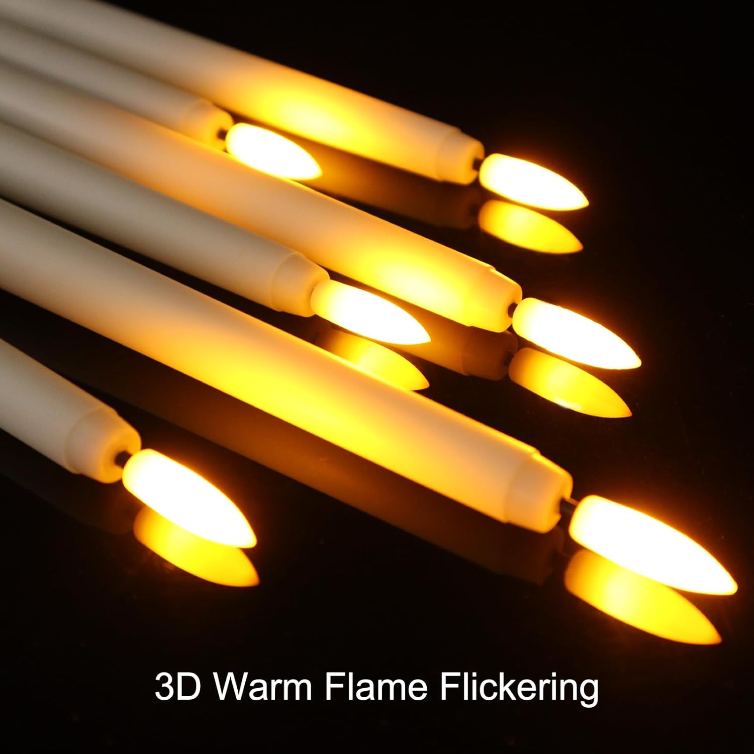 12 Pcs Flickering Flameless LED Taper Candles, 11" Long Fake Taper Candles Battery Operated with Remote Timer, Ivory Plastic Electric Candlesticks for Wedding Party Christmas Holiday