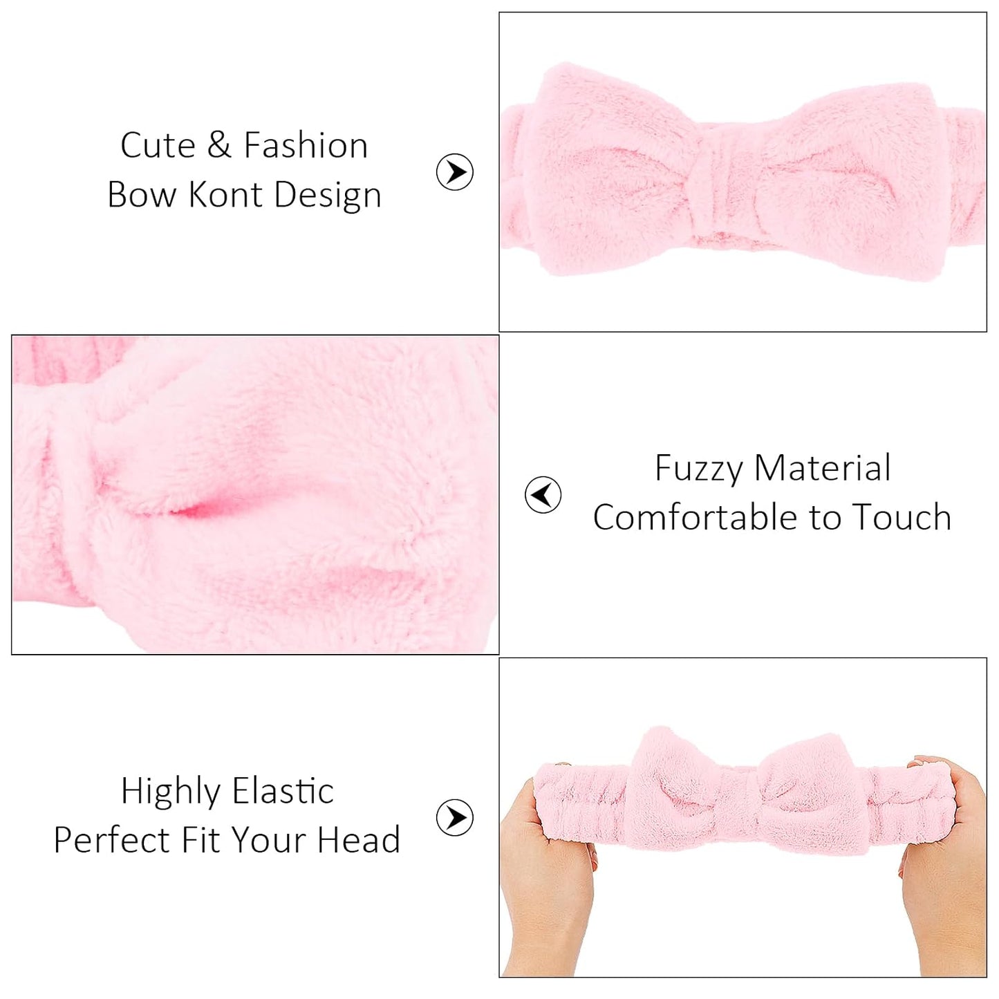 10 Pack Cute Pink Skincare Headbands for Women Girls, Soft Microfiber Spa Headband for Washing Face, Bulk Valentine’s Day Party Favor & Gift Set