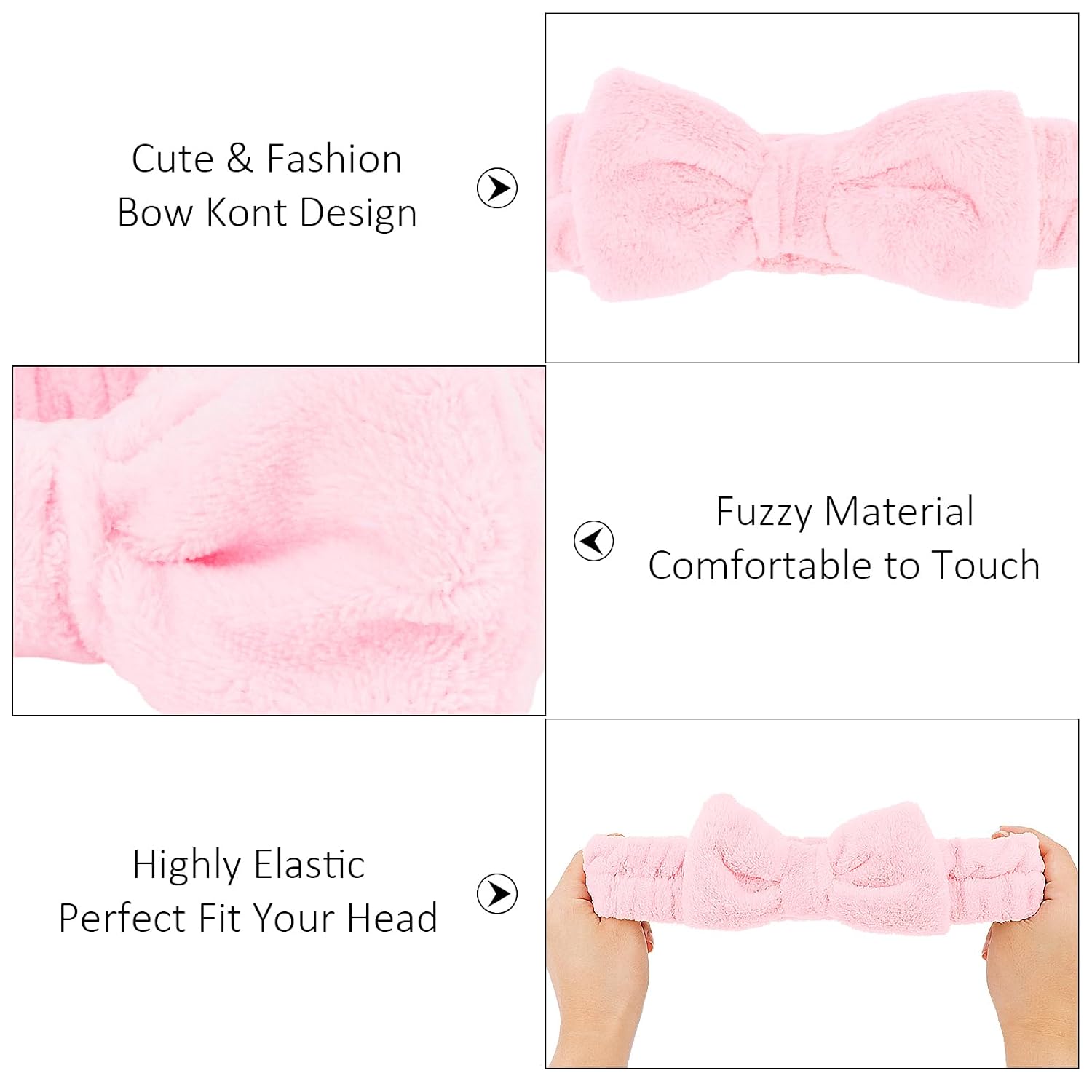 10 Pack Cute Pink Skincare Headbands for Women Girls, Soft Microfiber Spa Headband for Washing Face, Bulk Valentine’s Day Party Favor & Gift Set