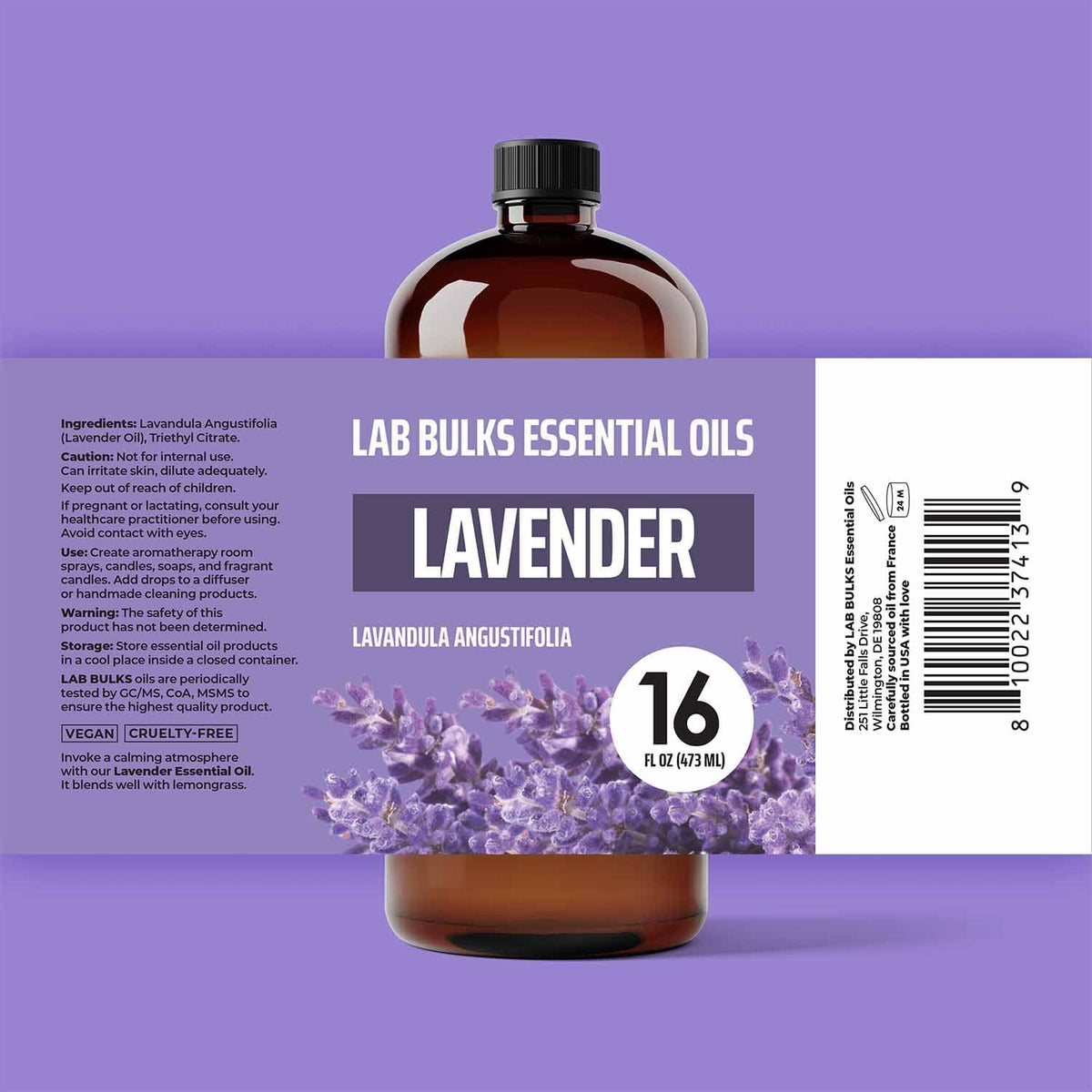 Lab Bulks Essential Oil Lavender 16 oz - 2 Pack Bulk