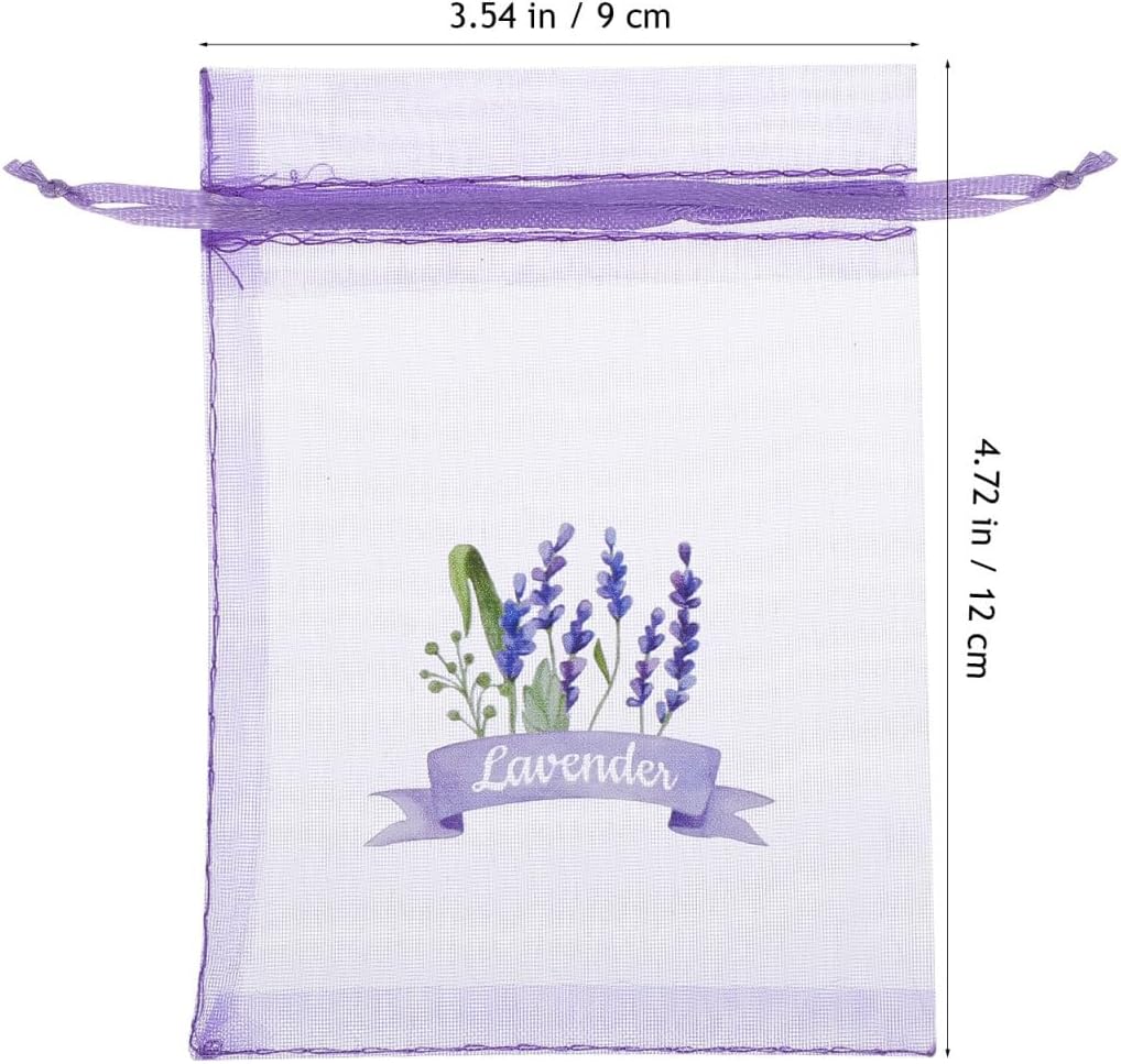 PRETYZOOM 10pcs Lavender SachetS Empty Drawstring Mesh Bags for Storing Dried Lavender Petals Jewelry Elegant Organza Design for Home Decor and Present
