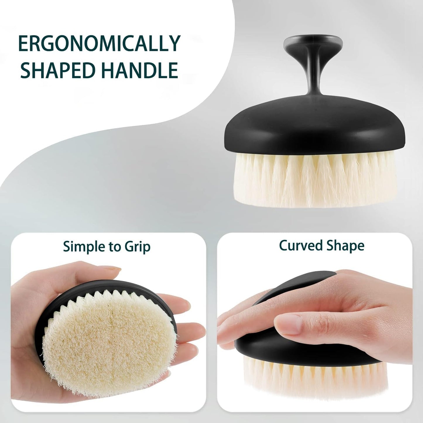 Dry Brushing Body Brush for Lymphatic Drainage & Exfoliation, Strong Grip for Deep Cleansing & Smooth Skin, Body Scrubber with Comfortable Bristles, Black