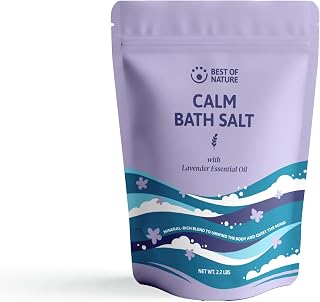 Best of Nature Calm Epsom Salt Bath Soak with Lavender Essential Oil, Mineral-Rich Bath Salts, Resealable Bag, 2.2 lb