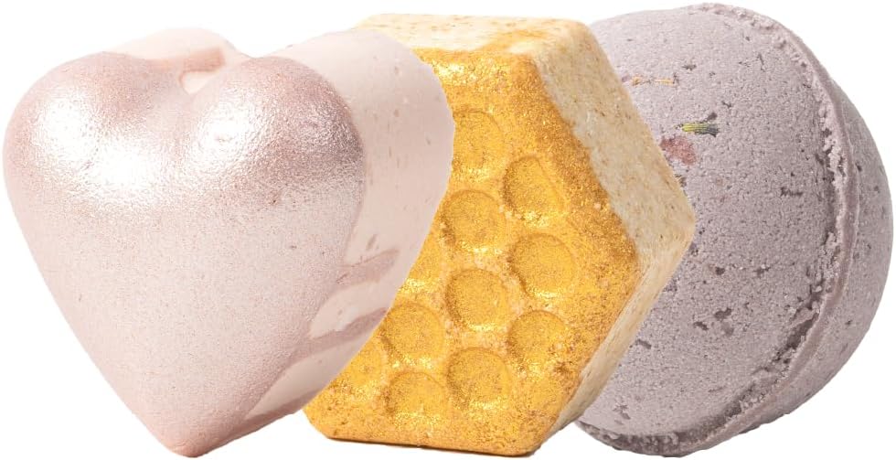 Pacha Soap Co. Froth Bath Bombs - Jasmine Gardenia, Sweet Honey Almond, and French Lavender Scents, Handmade, Nourishing & Moisturizing Bath Bombs with Essential Oils, Made in The USA - 3 Pack