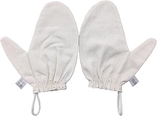 Raw Silk Gloves for Dry Brushing - Garshana Lymphatic Gloves with Hanging Ring, 2-Finger Design, Elastic Wristband for Exfoliation & Cellulite Reduction (2pcs)