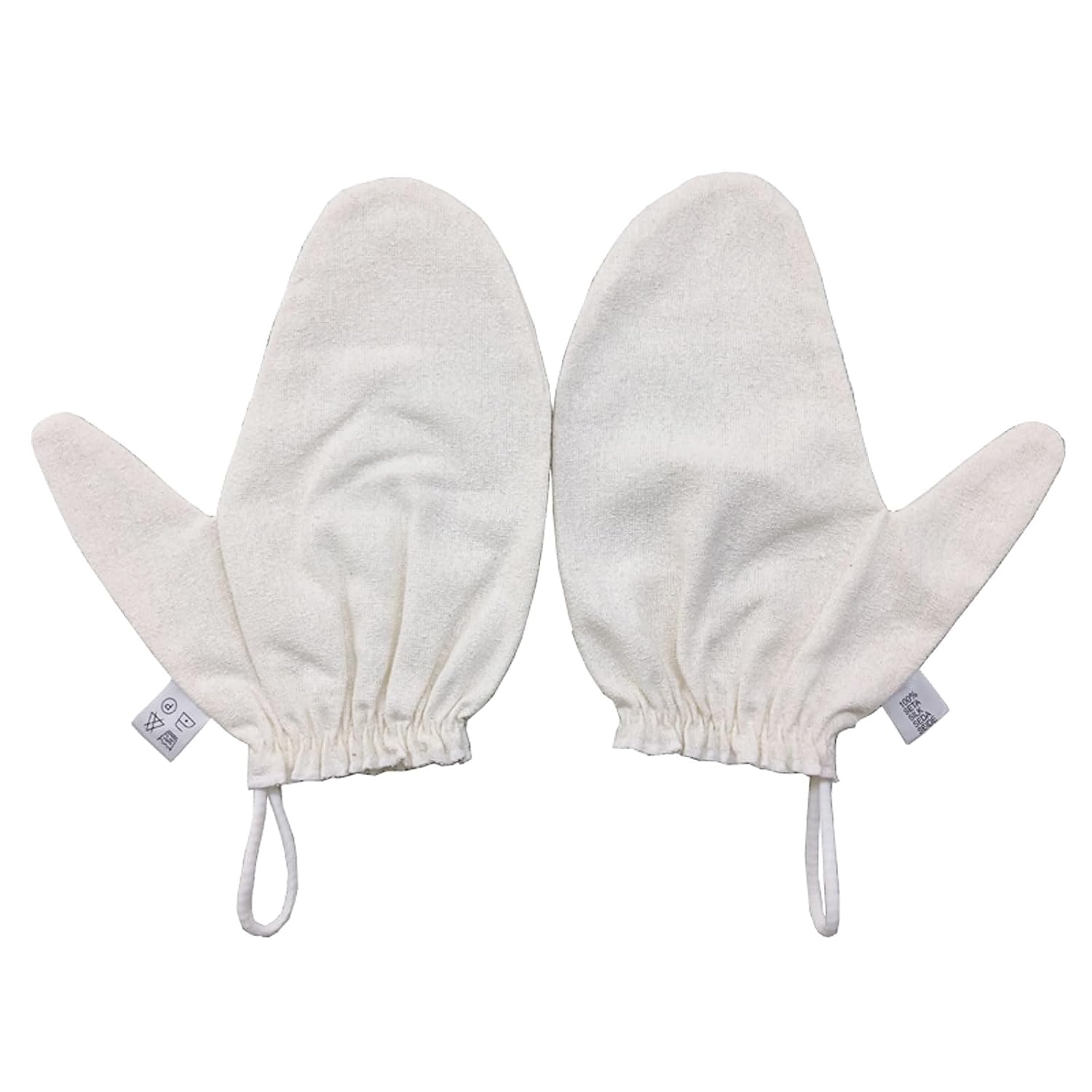 Raw Silk Gloves for Dry Brushing - Garshana Lymphatic Gloves with Hanging Ring, 2-Finger Design, Elastic Wristband for Exfoliation & Cellulite Reduction (2pcs)