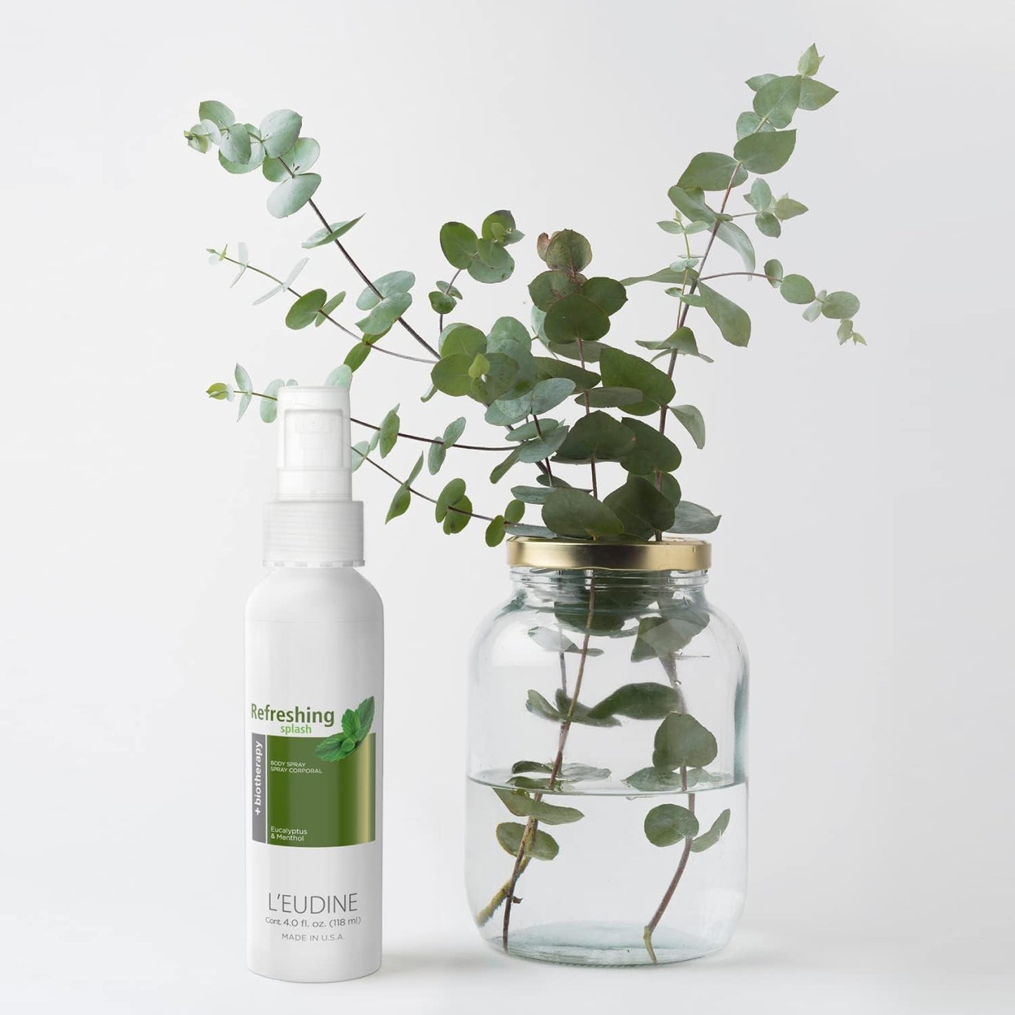 L’EUDINE Refreshing Splash - Pack of 3 - Air Freshener Spray – 4fl oz, Eucalyptus Spray for Body, Clothes, Bedding, Home, Car – Great for Blocked Airways, Nasal Congestion – Pleasant Menthol Notes