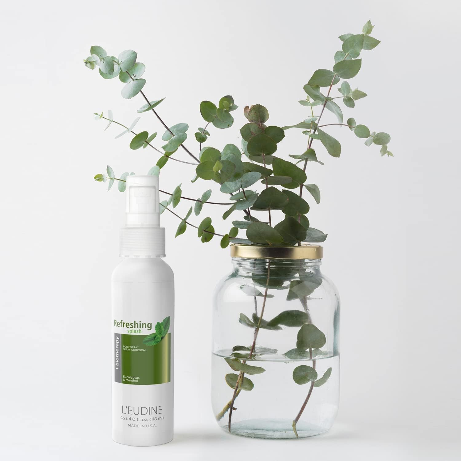 L’EUDINE Refreshing Splash - Pack of 3 - Air Freshener Spray – 4fl oz, Eucalyptus Spray for Body, Clothes, Bedding, Home, Car – Great for Blocked Airways, Nasal Congestion – Pleasant Menthol Notes