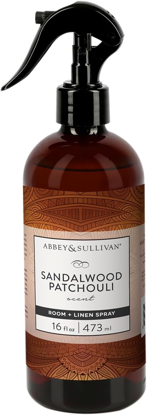 Abbey & Sullivan Odor Eliminating and Refreshing Linen and Room Spray, Sandalwood Patchouli, 16 oz