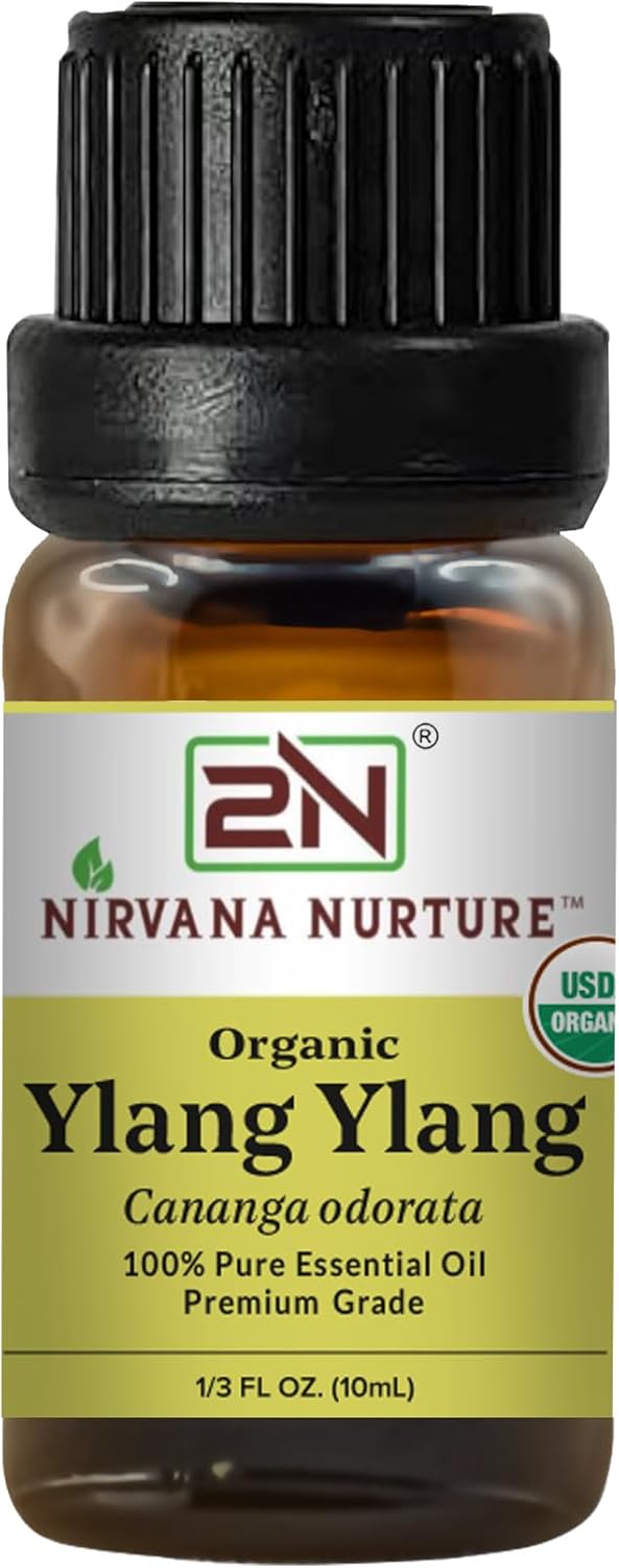 Ylang Ylang Essential Oil, USDA Certified Organic, 100% Pure Undiluted, Aromatherapy Oil for Diffuser, Hair & Skin Care