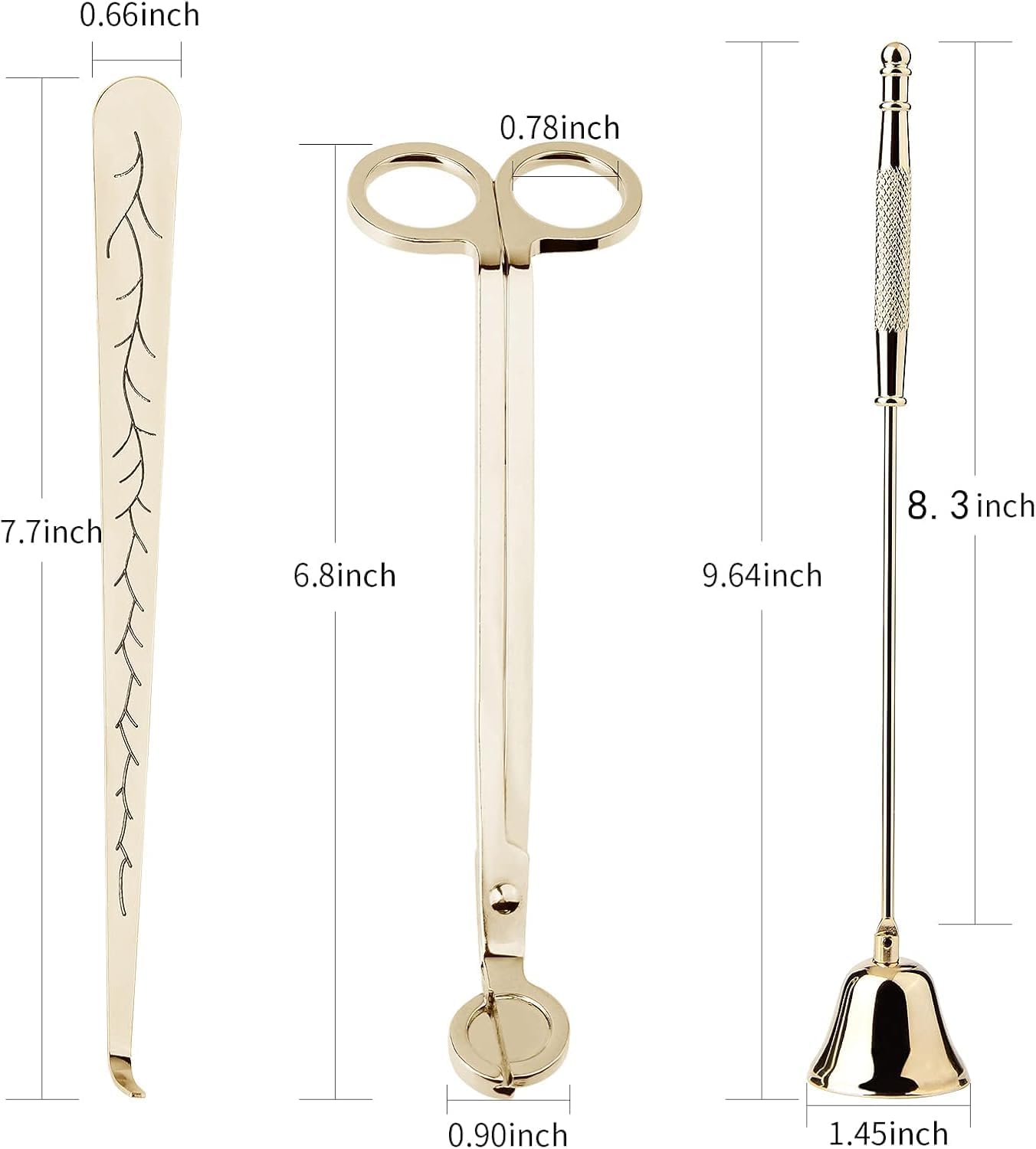 3 Pack Candle Wick Trimmer, 3 in 1 Candle Accessories Set, Candle Wick Trimmer, Candle Snuffer, Candle Wick Dipper, Candle Wick Cutter Tools Gift Set (Golden)