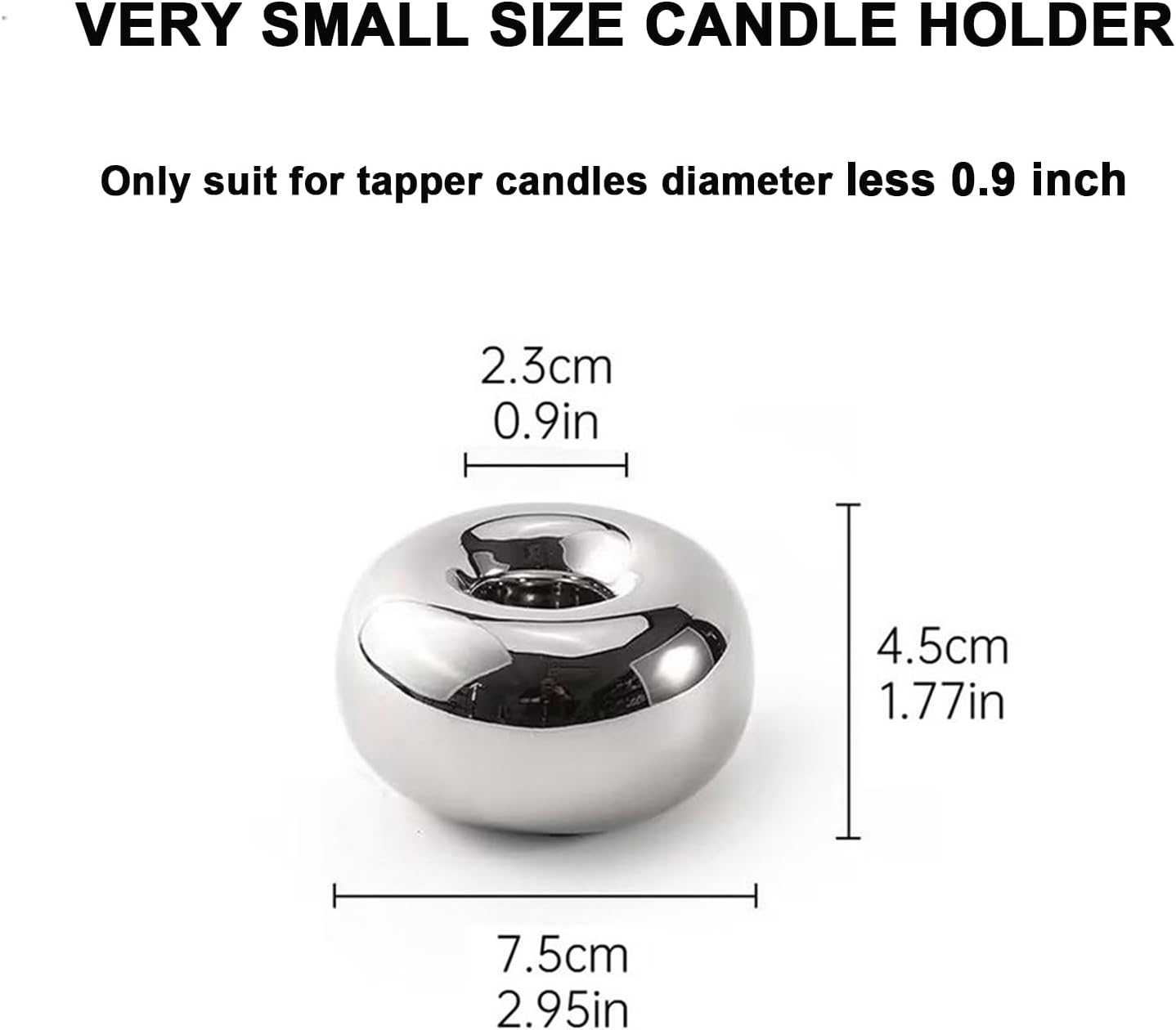 Silver Modern Doughnut Shaped Candlestick Holder, Small Decorative Taper Candle Holder for Bathtub Bedroom Livingroom，2 Pack