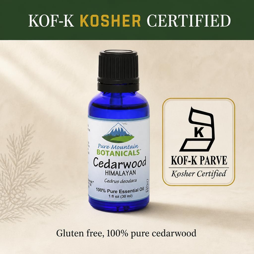 Cedarwood Essential Oil - Pure Natural & Kosher - 1oz Bottle Cedrus Deodara
