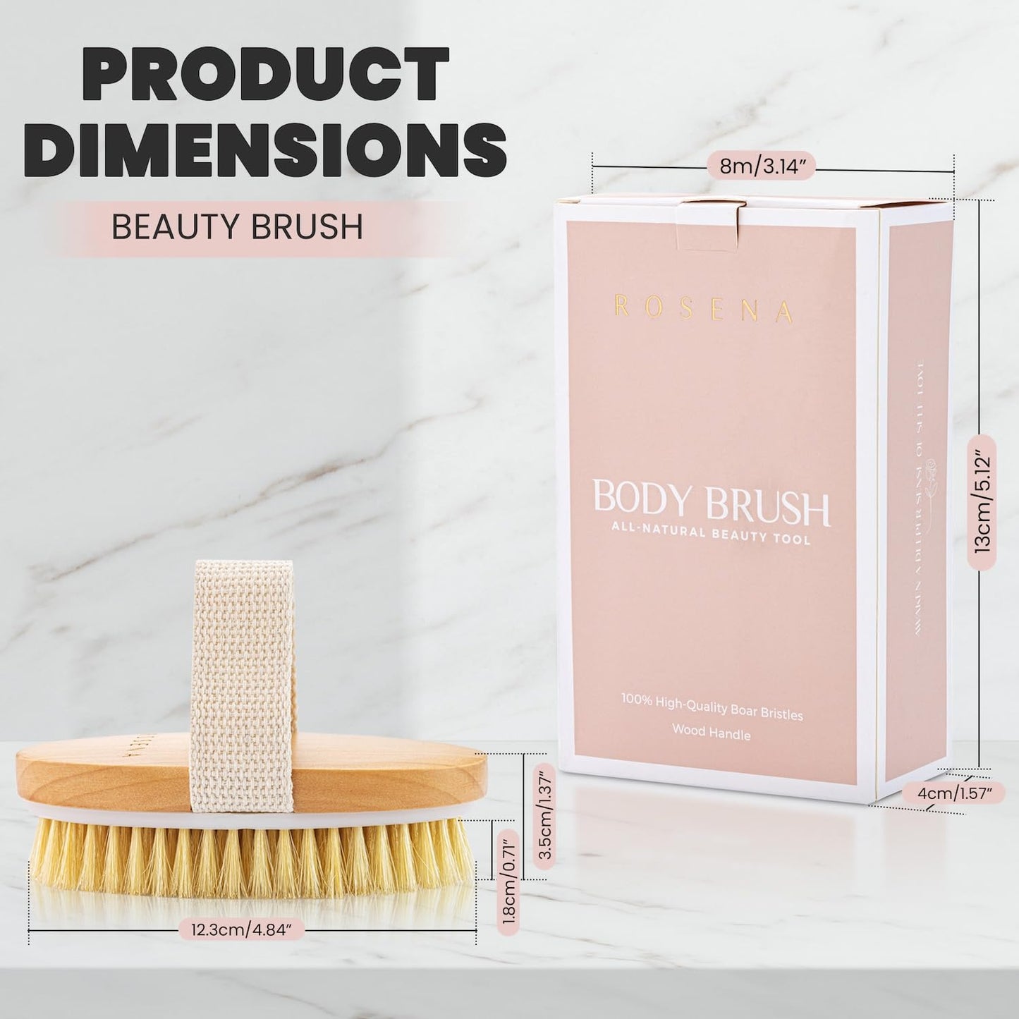 Dry Brushing Body Brush - Best for Exfoliating Dry Skin, Lymphatic Drainage and Cellulite Treatment - Organic Spa Exfoliator and Massage Scrub Brush with Natural Boar Bristles (Oval)