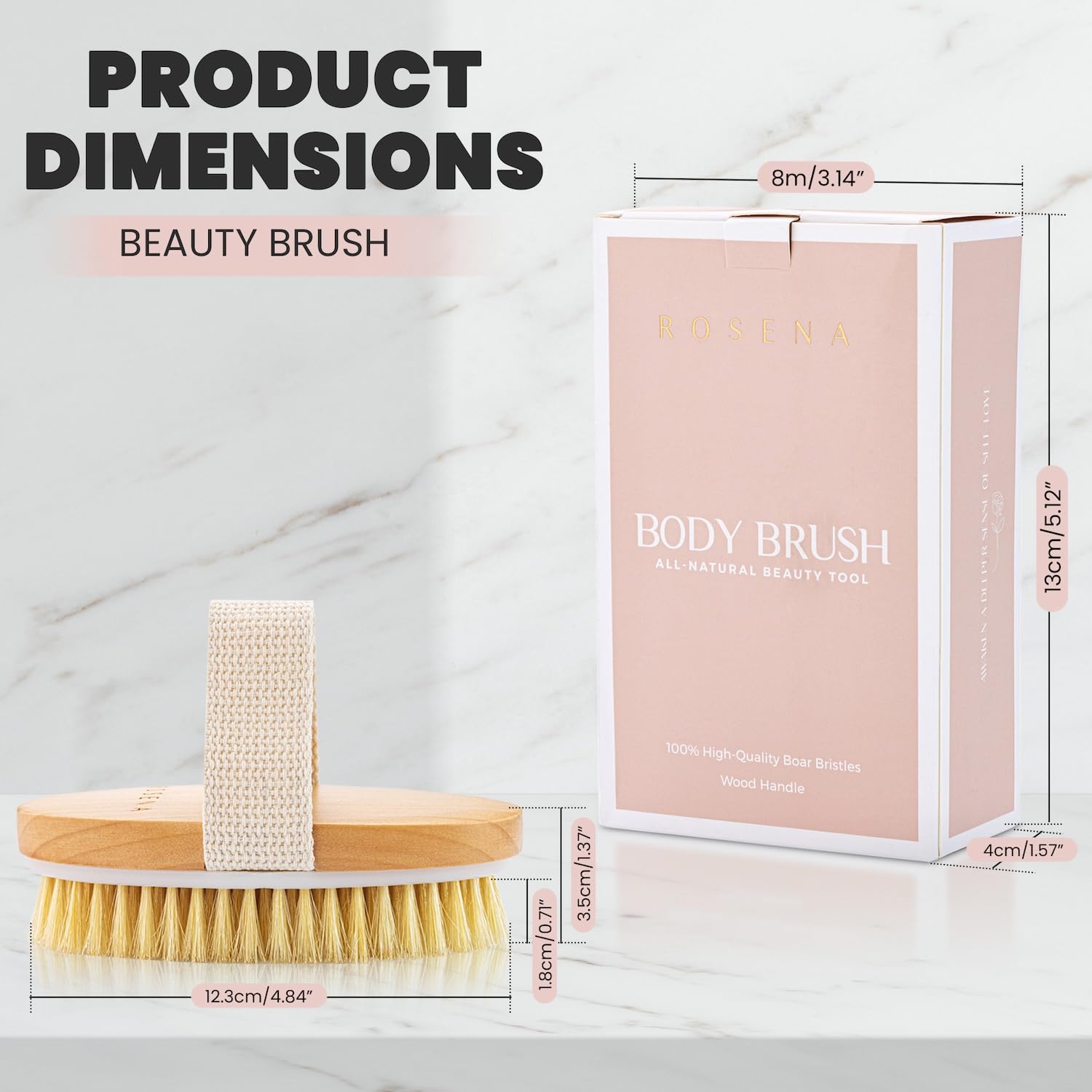 Dry Brushing Body Brush - Best for Exfoliating Dry Skin, Lymphatic Drainage and Cellulite Treatment - Organic Spa Exfoliator and Massage Scrub Brush with Natural Boar Bristles (Oval)