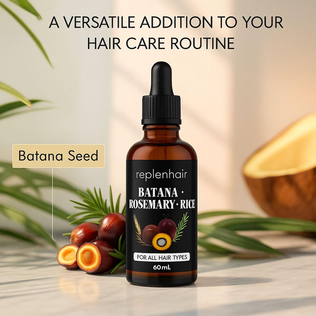 Batana Oil for Hair Growth Oil with Rosemary Castor, 100% Pure, Organic, Cold-Pressed, Unrefined Batana from Honduras by Dr. Sebi - Natural, Vegan, for Strong Roots and Thick Hair, 8oz