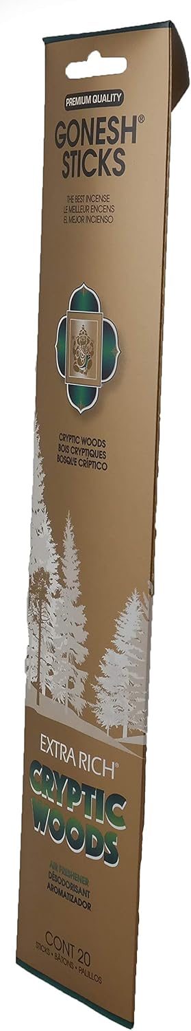 Gonesh - Extra Rich Scented Incense Sticks - Non-Toxic 10” Slow Burn Aromatic Sticks - Cryptic Woods - 80 Pack