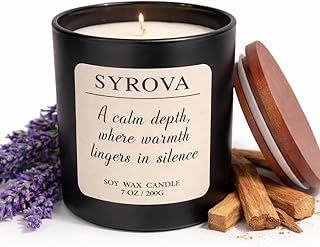 Lavender & Sandalwood Candle, Luxury Scented Soy Candle 7oz, Calming Relaxing Fragrance for Home, Stress Relief & Sleep Aromatherapy Candle, Gift for Women, Long Lasting Jar Candle