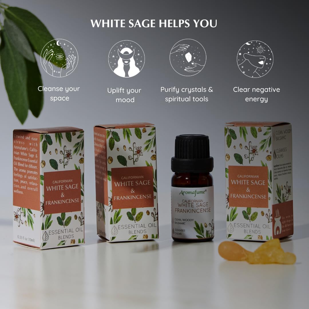 White Sage and Frankincense Essential Oil Diffuser Blend, Aromafume