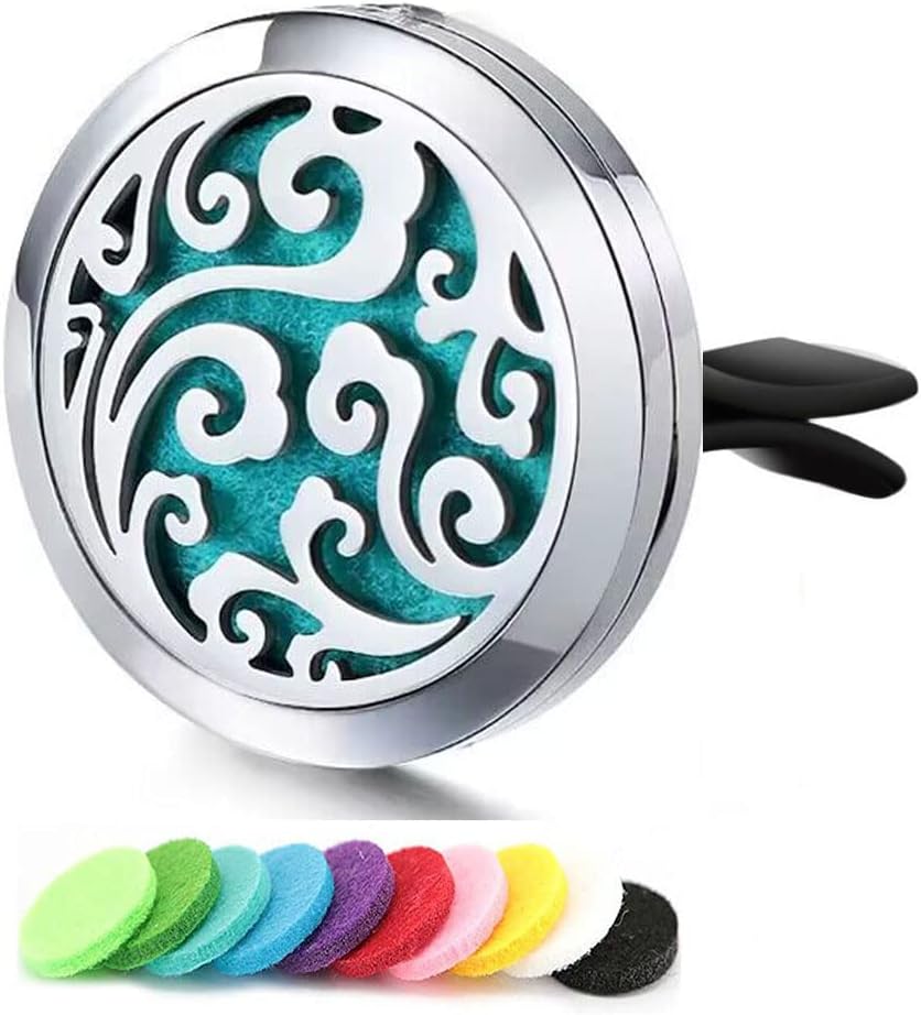 Car Aromatherapy Essential Oil Diffuser Stainless Steel Locket with Vent Clip