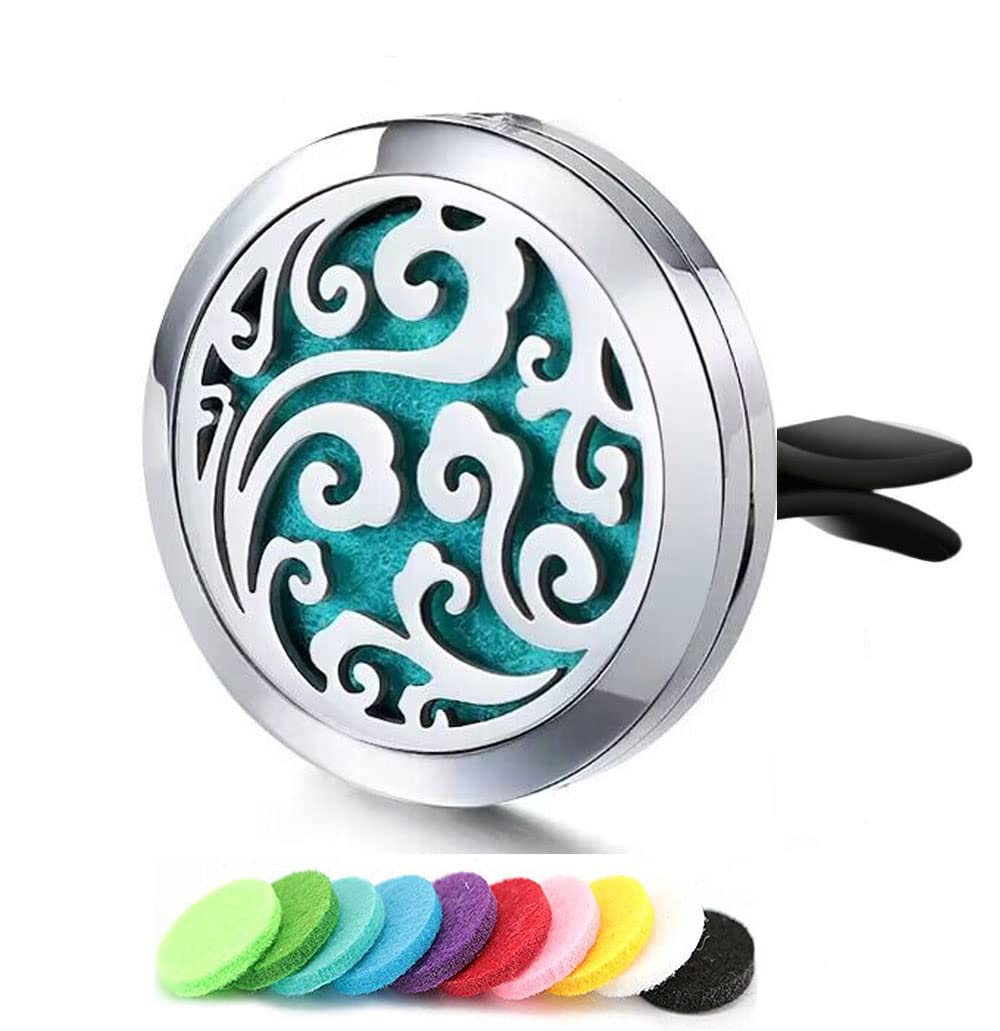 Car Aromatherapy Essential Oil Diffuser Stainless Steel Locket with Vent Clip