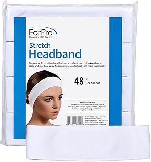 ForPro Professional Collection Stretch Headbands - Moisture Absorbent Disposable Spa - 2.25” W x 18” C - 48-Count
