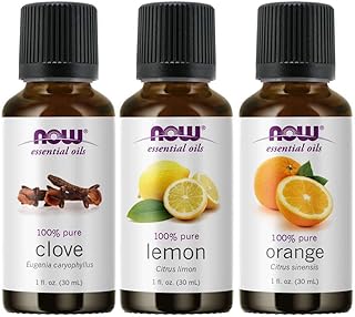 NOW Foods 3-Pack Variety of Essential Oils, Blues Relief Blend - Orange, Clove, Lemon, 1 Ounce