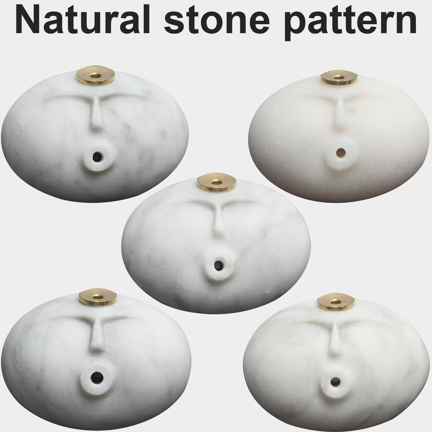 Stone Figure Incense Burner, Marble Backflow Incense Holder with Metal Pad & Mini Hat, Zen Meditation Decor, Modern Home Office Altar Statue, Unique Gift in Black & White (White)