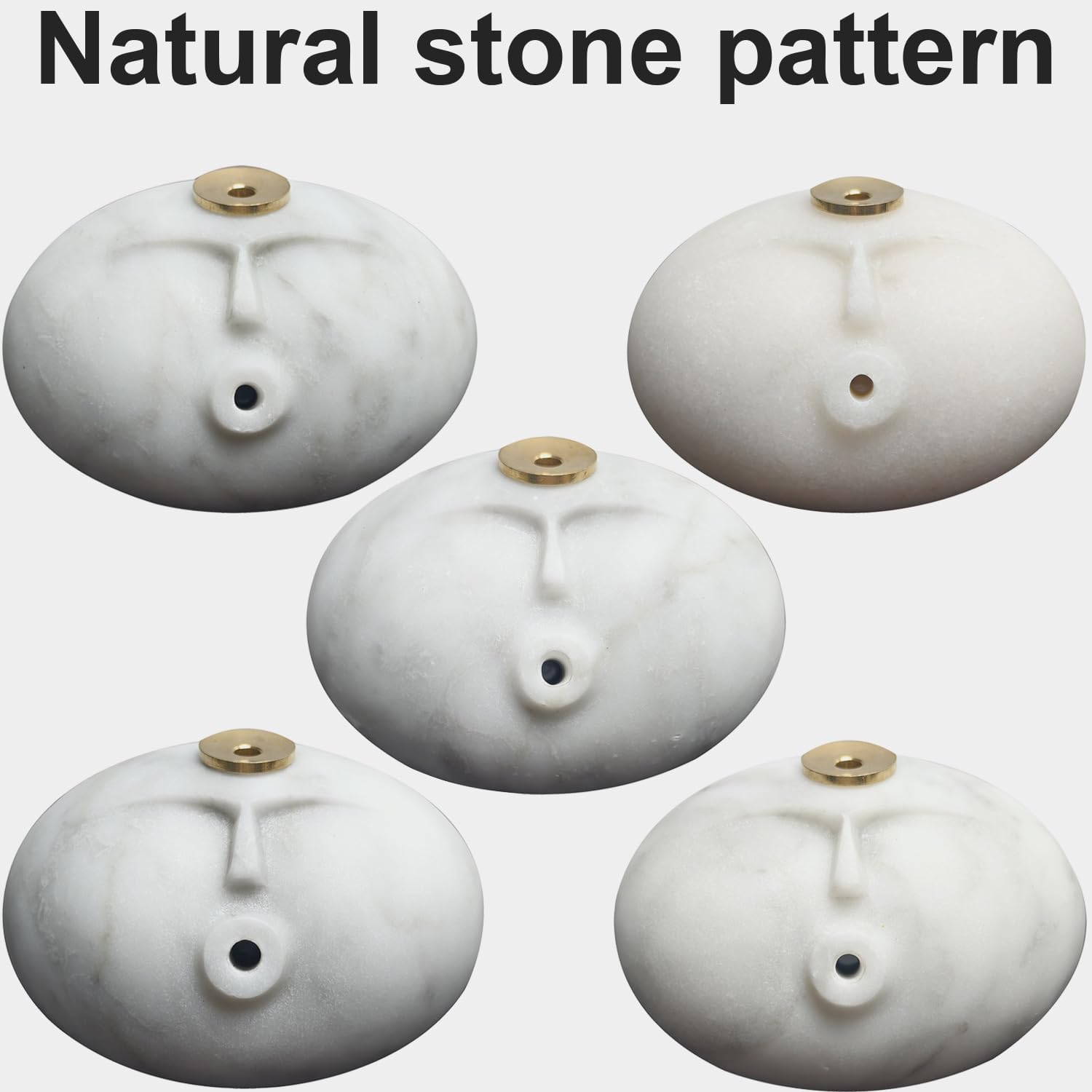 Stone Figure Incense Burner, Marble Backflow Incense Holder with Metal Pad & Mini Hat, Zen Meditation Decor, Modern Home Office Altar Statue, Unique Gift in Black & White (White)