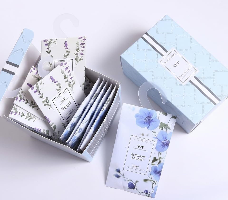 WEALD TRIBE 12 Packs Large-Bag Lavender Scented Sachets for Closet and Drawer Deodorizer Home Fragrance | Air Freshener Long Lasting Large Sachets Bags Hanging