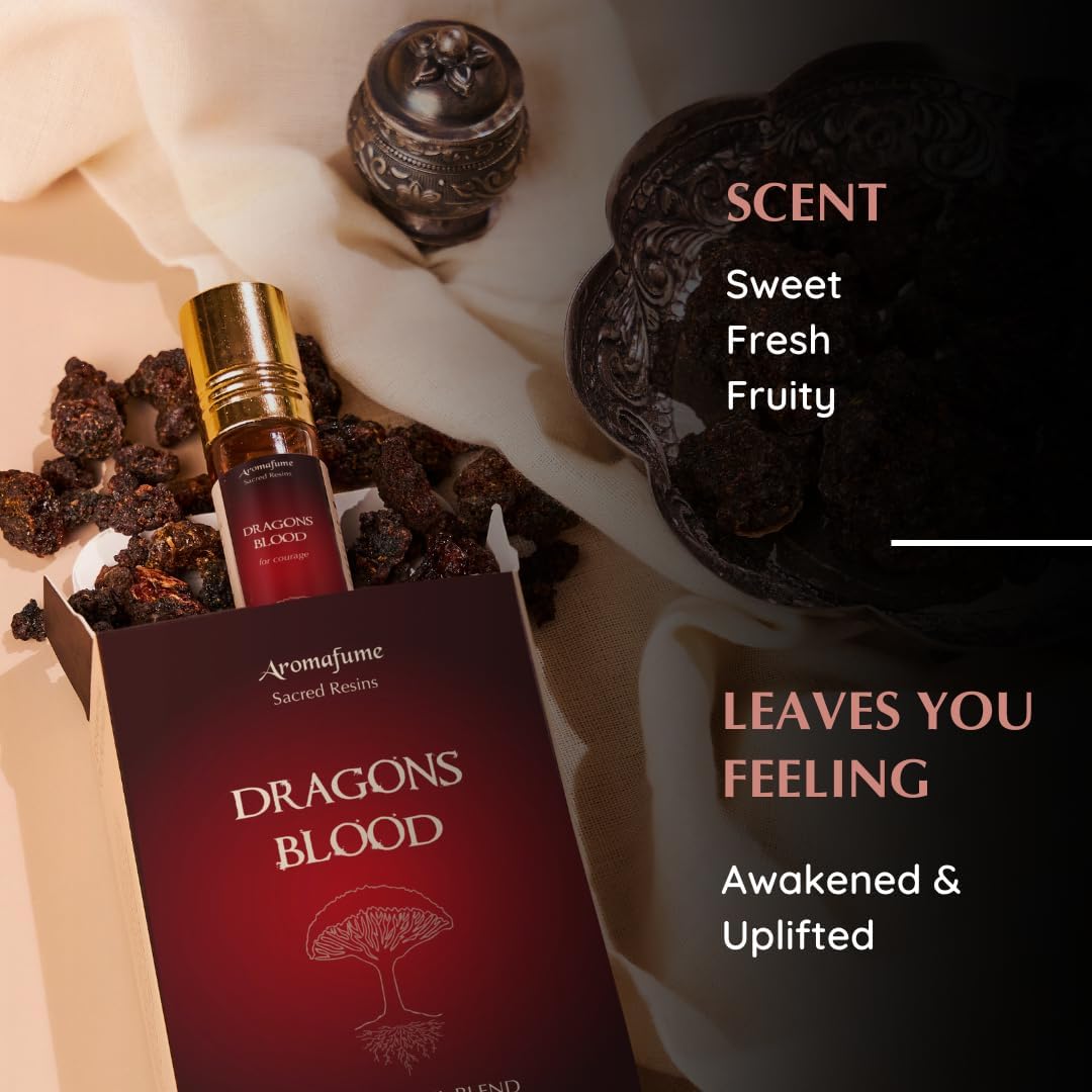 Dragon’s Blood Resin Essential Oil Roll-On by Aromafume | 1 x 10ml / 0.33 fl oz by Aromafume| Ideal for Spirituality & Rituals | Made with Pure Resin from Socotra | Non-Alcoholic, Non-Toxic & Vegan