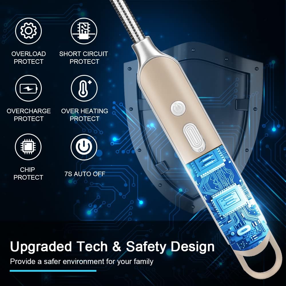 SUPRUS Electric Rechargeable Arc Lighter with LED Battery Display Long Flexible Neck USB Lighter for Candle Cooking (Champagne)