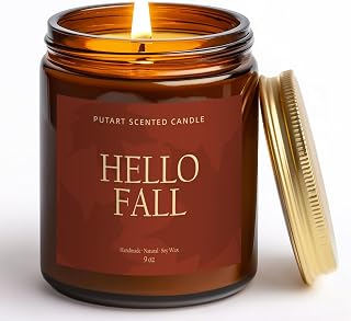 Pumpkin Spice Fall Candles for Home Scented, Natural Soy Wax Aromatherapy Non Toxic Pumpkin Candle with Long Lasting Burn, Halloween Autumn Candle Gifts for House Fragrance Decoration (9oz)
