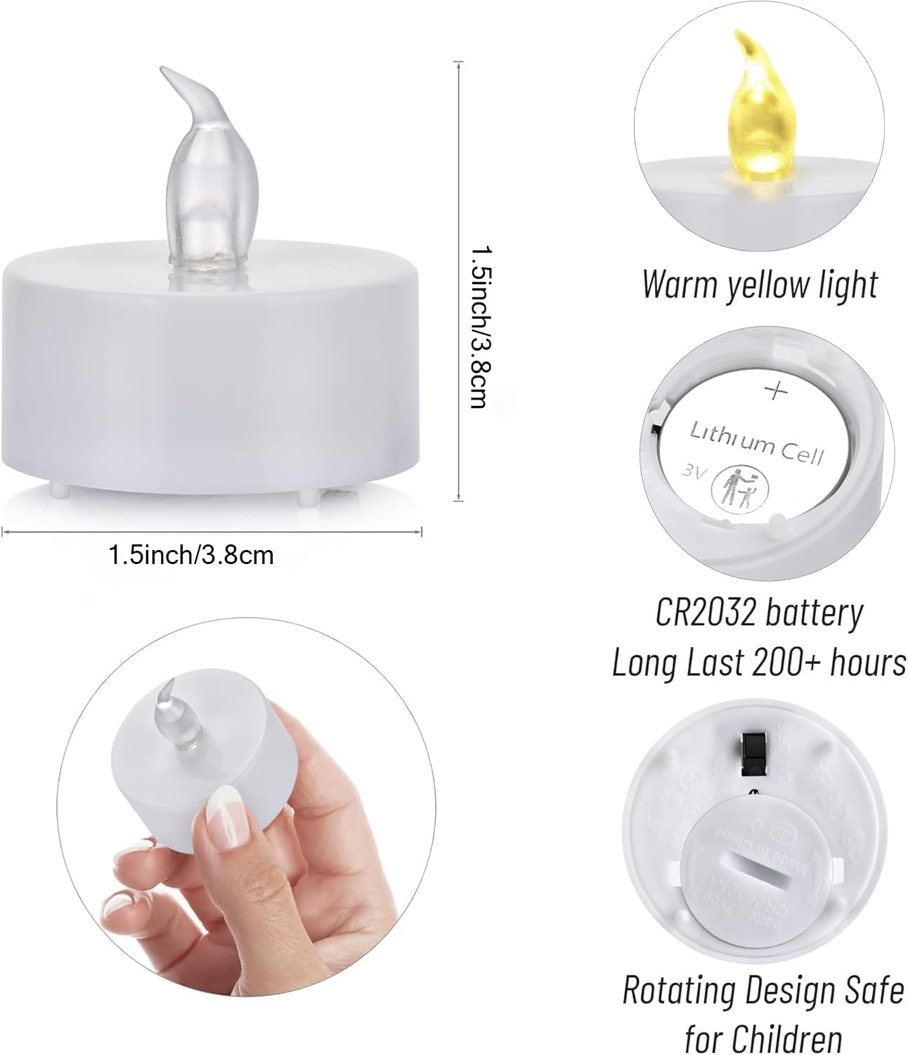 Tea Lights Flameless Battery Operated Candles-24Pack LED Electric Flickering Votive Candle Long Lasting 200 Hours, Realistic and Bright for Seasonal Festive Celebrations Decoration Warm Yellow