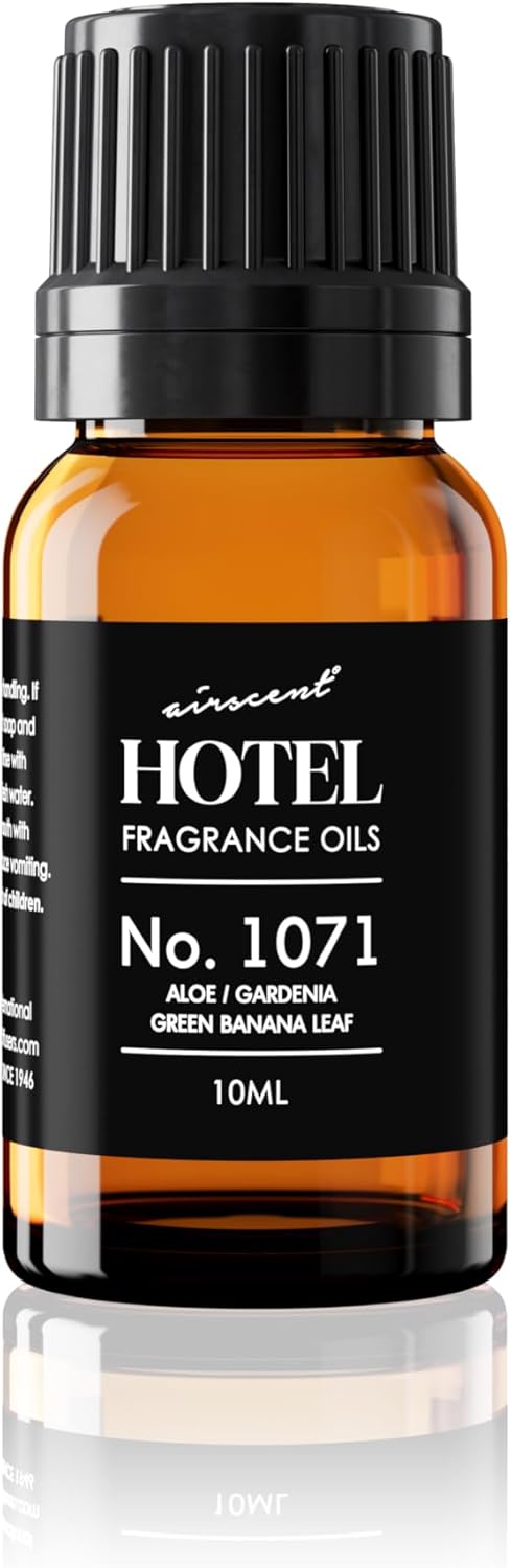 AirScent Hotel Diffuser Oil No. 1071 - Aloe, Gardenia, Green Banana Leaf - Premium Fragrance Oil for Ultrasonic and Waterless Diffusers and Crafting - 10 mL, 0.34 fl oz Glass Dropper Bottle