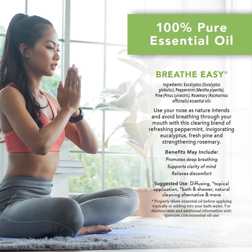 SpaRoom Aromatherapy 100% Pure Undiluted Essential Oil, Breathe Easy Sinus Blend, 10 mL