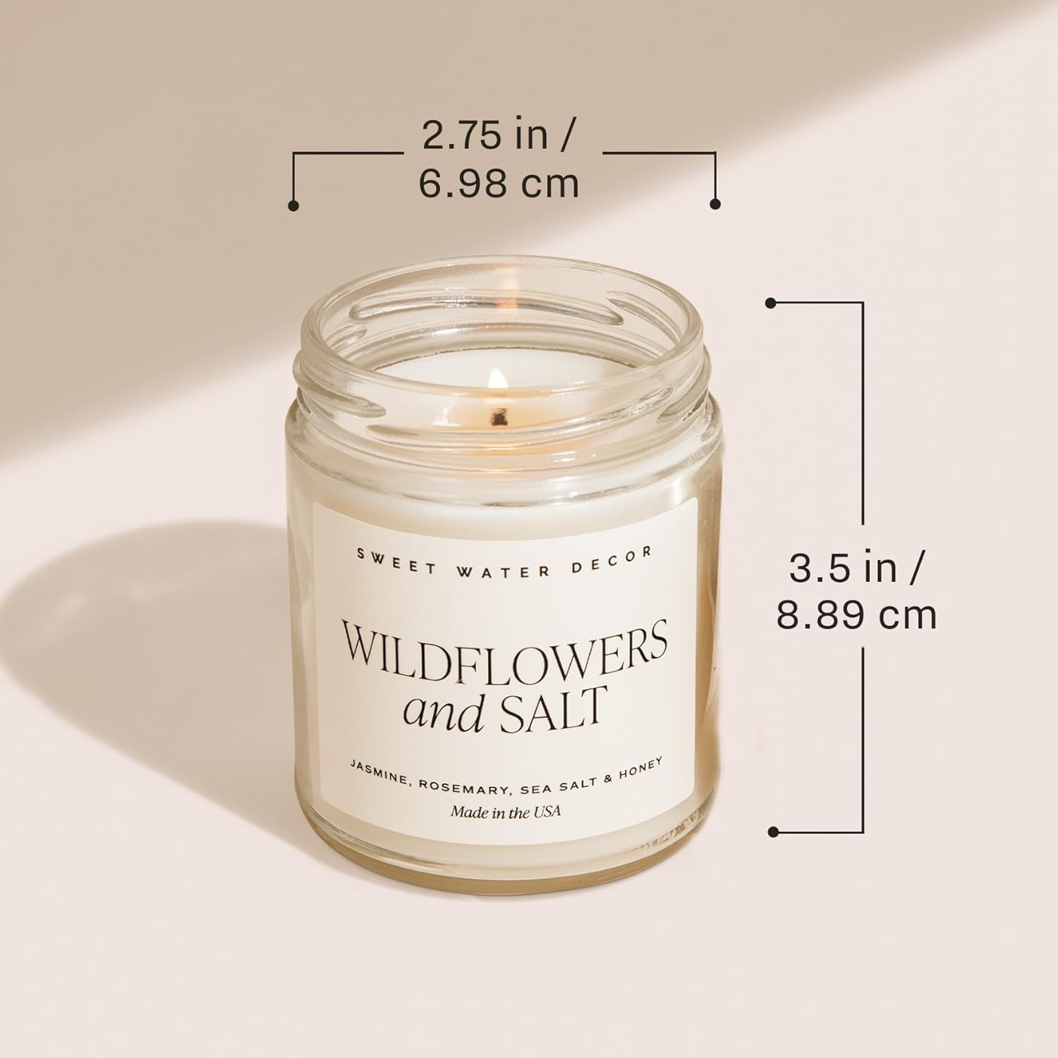 Sweet Water Decor Coastal Lemon Scented Candles - Soy Candles with Lemon, Sea Salt, & Driftwood for Home Decor - Candle Wax with 40 Hours Burn Time - 9oz Gold Lid Clear Jar Candles for Home Scented