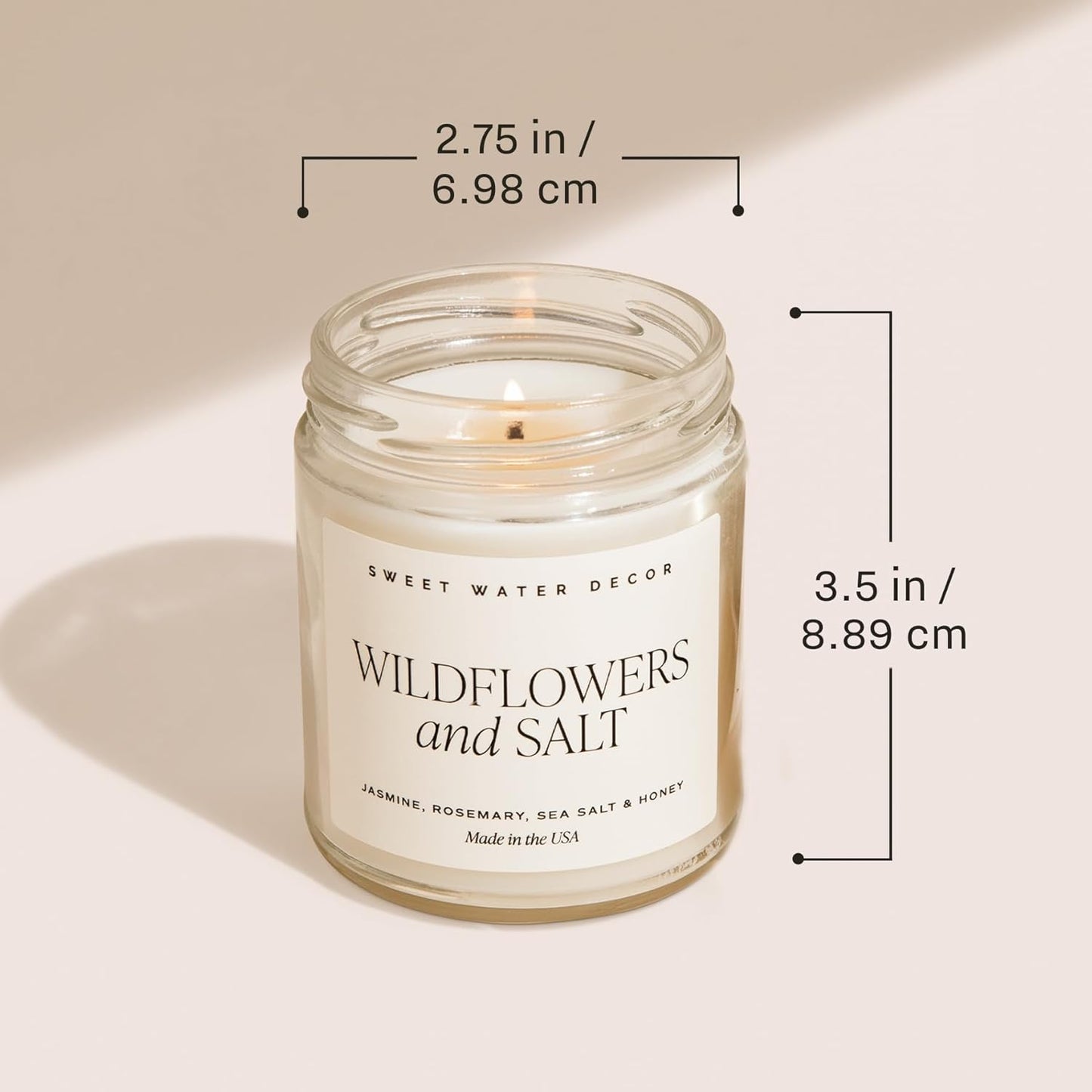 Sweet Water Decor Coastal Lemon Non Toxic Candle – Soy Candle with Lemon, Sea Salt, Woods, Jasmine Aroma – 40 Hour Burn – 9oz Clear Glass Jar – Fresh Mediterranean Home Fragrance