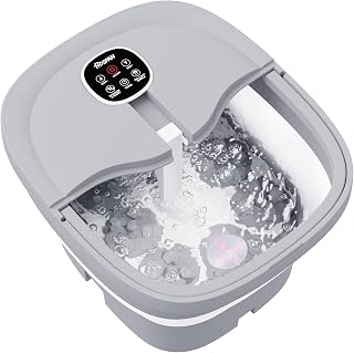 HOSPAN Collapsible Foot Spa Electric Rotary Massage, Foot Bath with Heat, Bubble, Remote, and 24 Motorized Shiatsu Massage Balls. Pedicure Foot Spa for Feet Stress Relief