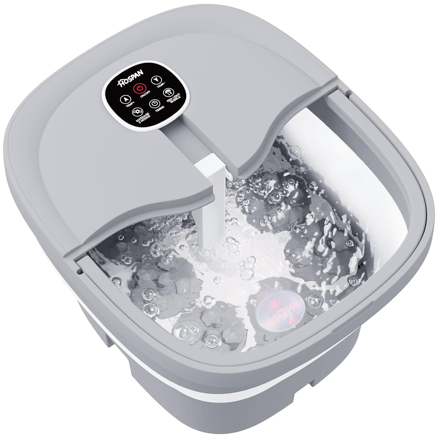 HOSPAN Collapsible Foot Spa Electric Rotary Massage, Foot Bath with Heat, Bubble, Remote, and 24 Motorized Shiatsu Massage Balls. Pedicure Foot Spa for Feet Stress Relief