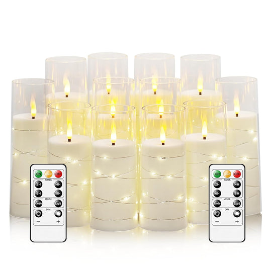 Sasigeiaa Flameless Candles with Embedded Star String - Battery Operated LED Candles