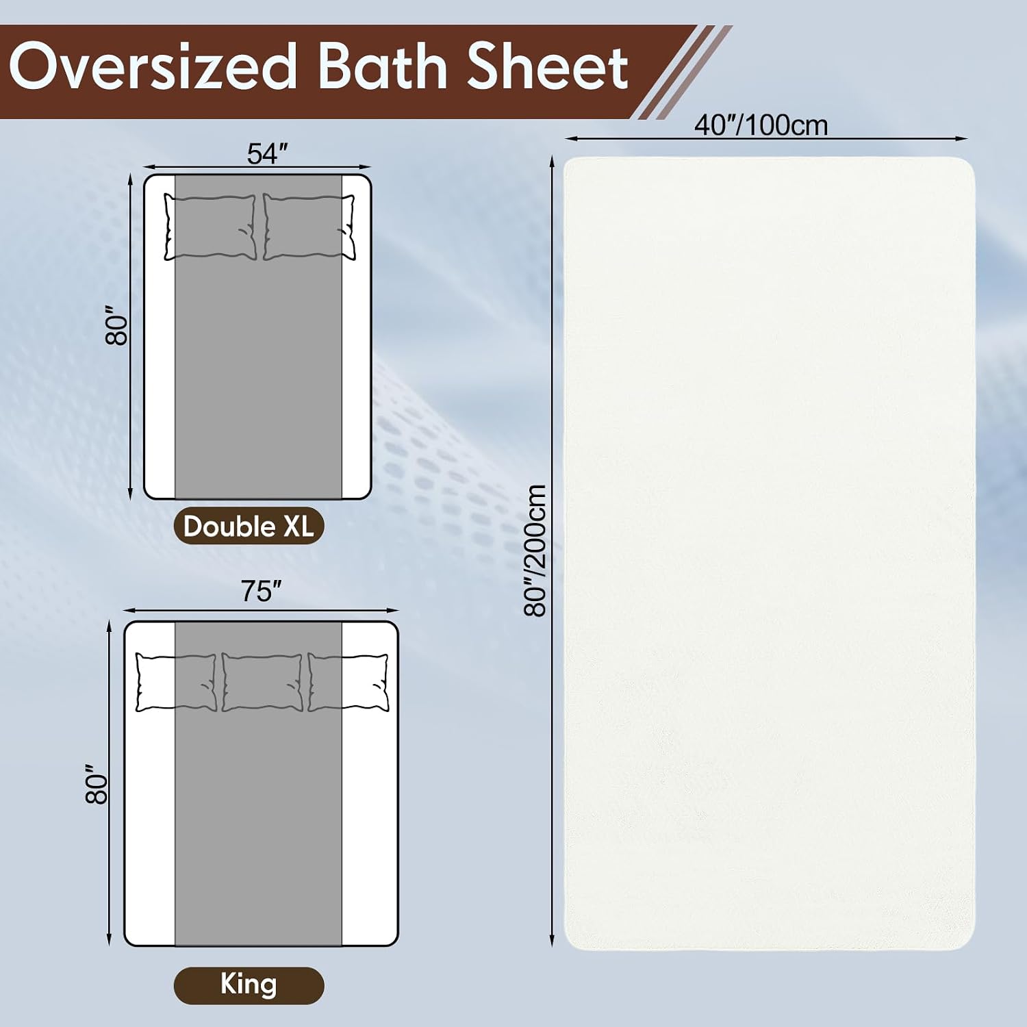 SmoothNovelty 2 Pack Bath Sheets 40 x 80 Inch Oversized Jumbo Extra Large Towels Quick Dry Coral Fleece Absorbent Soft Lightweight XL Shower Towels for Home Gym Travel Beach Spa Pool Hotel (White)