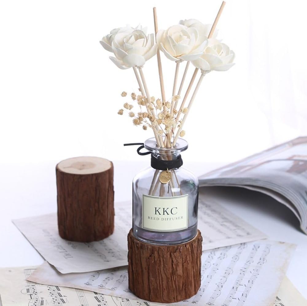 4 Pcs Flower Reed Diffuser Sticks, Rattan Reed Fragrance Diffuser with Flower Replacement Refill Rattan Sticks for Home, Office, Bathroom, Bedroom