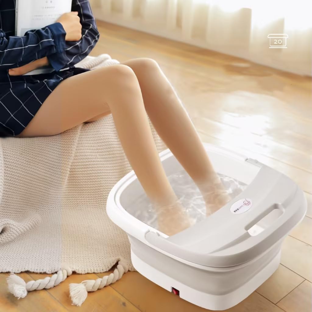 Collapsible Pedicure Foot Spa Electric Foot Bath Spa with Heat and Massage, Bubble, Foot Massager Spa for Feet Stress Relief Soaker Home Basin