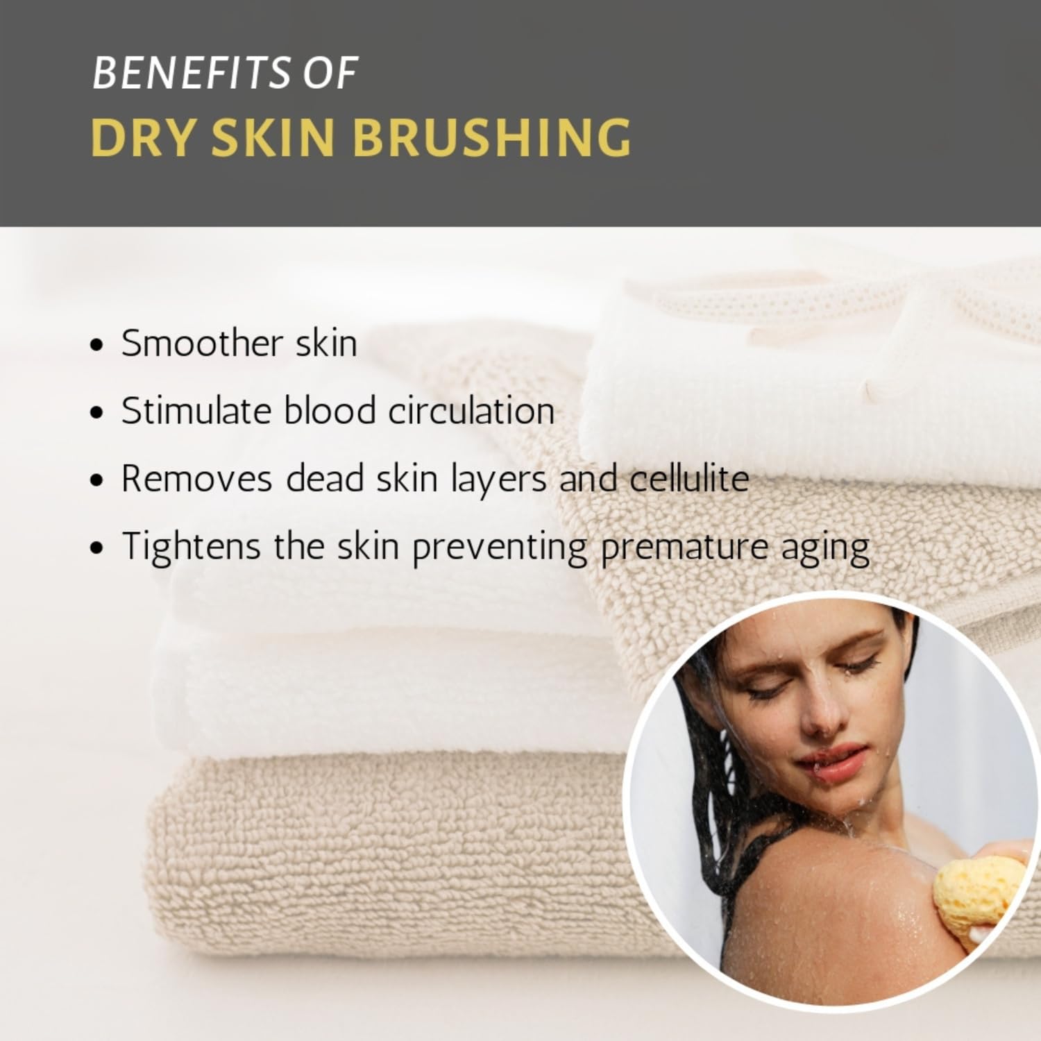 Touch Me All Natural Spa Sisal Dry Skin Brush – Premium Quality 9” Exfoliating Body Brush for Lymphatic Massage, Circulation & Glowing Smooth Skin