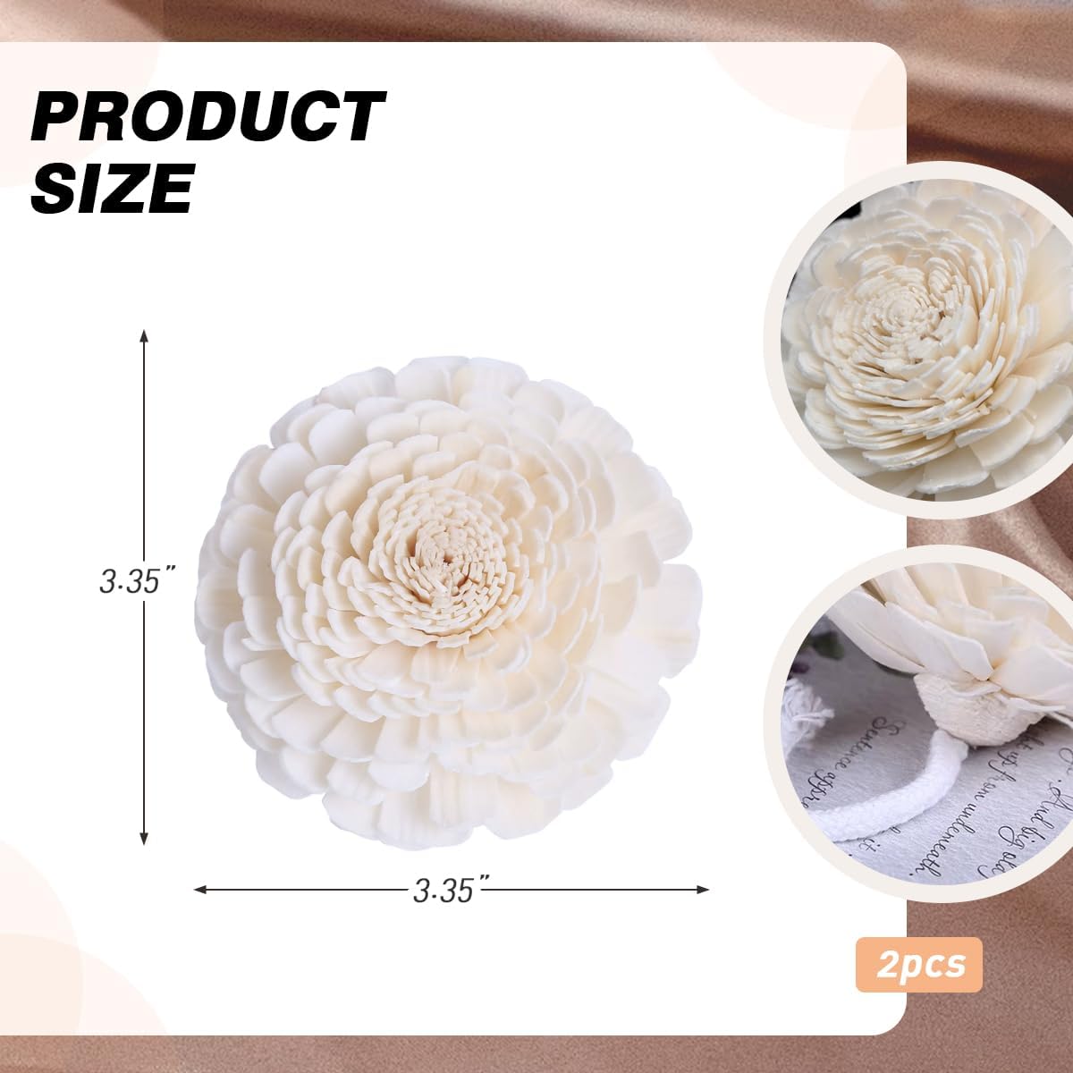 VASANA 2Pcs 8.5CM/3.3 Inch Artificial Flower Diffuser Sticks Essential Oil Aroma Diffuser Sticks with Rope Flower Refill Replacement Fragrance Accessories for Home Office Spa Decor
