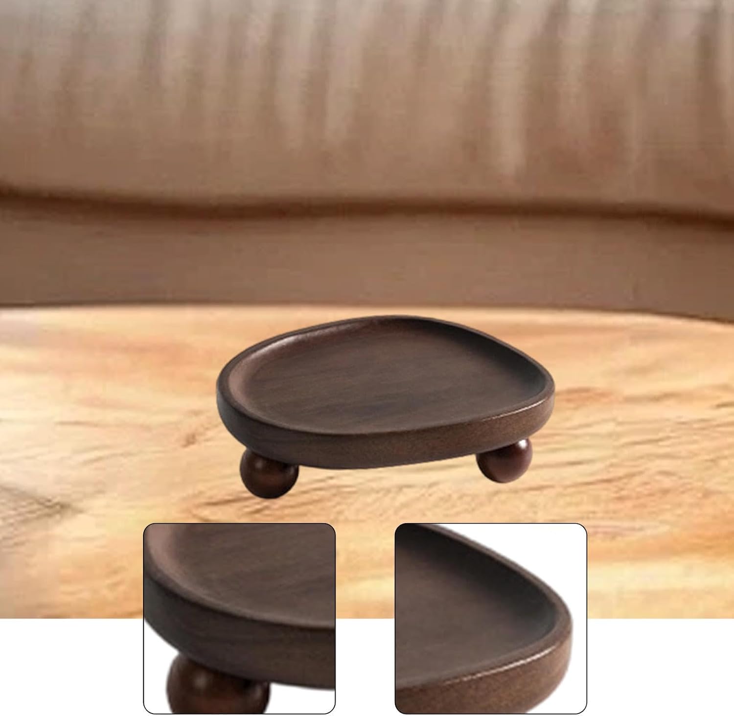 Wooden Tray,Pedestal Stand Plate Serving Rustic Perfume Holder Jewelry Display Tray for Entryway Candle Sink Wedding, Style B