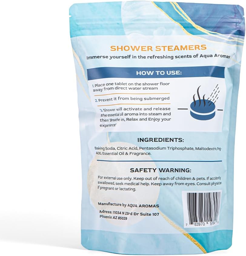 Aqua Aromas Shower Steamers - Aromatherapy Variety Shower Bombs, 15 Count - Eucalyptus, Chamomile, and Mint Essential Oils for Relaxation & Invigoration - Spa-Like Experience
