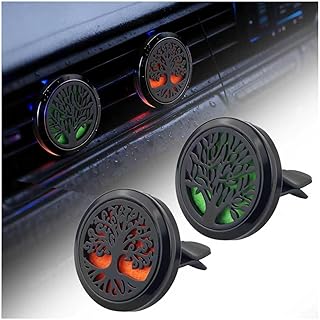 2PCS 30mm Tree of Life Car Essential Oil Diffuser Vent Clip,Stainless Steel Car Diffusers for Essential Oils as Decoration with 12 Felts,Stylish Essentials Oil Cars Diffuser Vent Clips